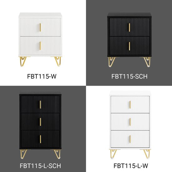 SoBuy 2-Piece Nightstand with 2 Drawers - Side Table - Sofa Side Table - Coffee Table - Bedroom Table - Bed Table with 2 Drawer for Living Room, Bedroom, Office, White, 40x40x47cm, FBT115-Wx2
