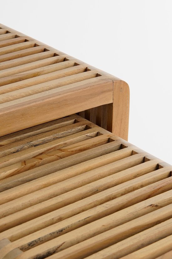 Mica Decorations Table d'appoint Yonker - Lot de 3 - L44 x L34 x H50 cm - Bois recyclé - Brun