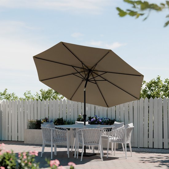 LifeGoods Parasol - Jardin - Ø300 cm - 30° inclinable - Imperméable - UPF50+ - Taupe