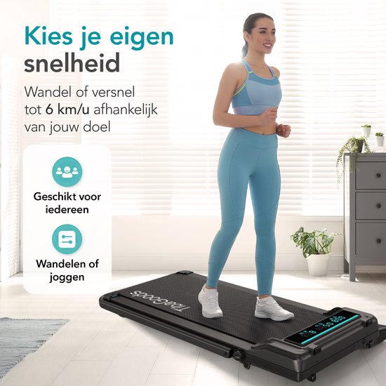 TibaGoods Tapis de course pliable - 1 à 6 km/h - Tapis de course à domicile - Tapis de marche - Vélo d'exercice - Fonction d'inclinaison 6% - Tapis de course - Tapis de marche - Sport - Course - Pour sous le bureau