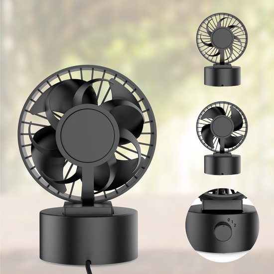 Northwall Mini ventilateur USB - Ventilateur de table noir - Mini ventilateur silencieux - Ventilateur de bureau rétro - Petit, silencieux et silencieux - Deux moteurs - inclinable - 2 vitesses