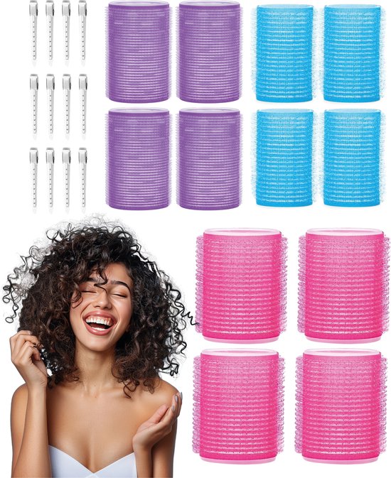 Boucles 12 pièces - 3 tailles - 12 épingles à cheveux incluses - Boucles sans chaleur - Rouleaux adhésifs - Rouleaux à cheveux - Rouleaux à cheveux - Boucles sans chaleur - Rouleaux à cheveux sans chaleur Large - Rouleaux à cheveux adhésifs - Rouleaux à b