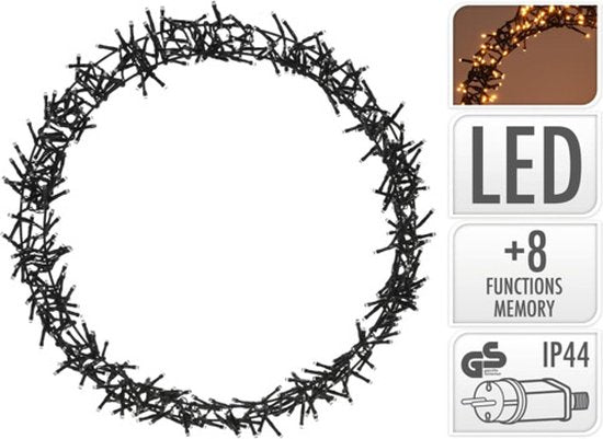 H&S - Couronne de Noël - Anneau - Ø48cm - 400led - Extra Warm White - 8 réglages