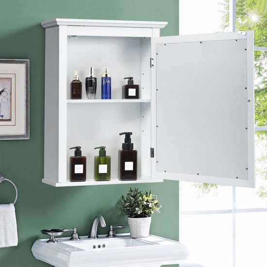 Costway - Salle de bain - Armoire de toilette - Bois -Blanc - 56 x 15 x 69,5 cm