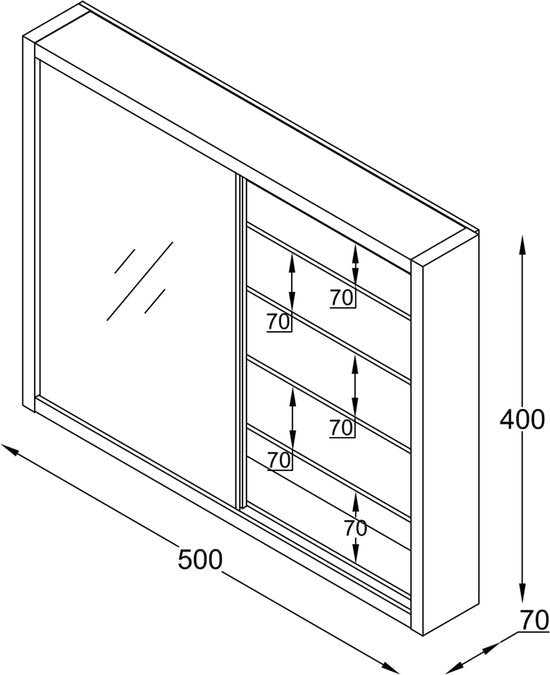 Vitrine debout vitrine murale suspendue - étagères en verre 50 cm de large x 4,5 de profondeur - portes coulissantes