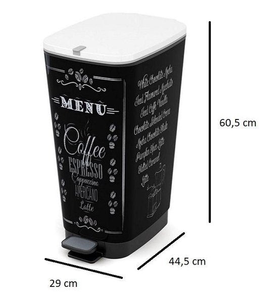 Kis Chic Bin Café Menu Poubelle - 50 l - noir