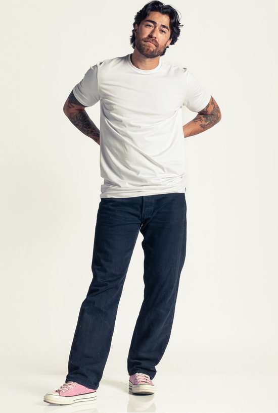 LEBASQ - T-shirt Miles' pour homme - 3 packs - avec col ras du cou - Extra long - Convient comme sous-maillot - MIX - M - Coton