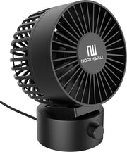 Northwall Mini ventilateur USB - Ventilateur de table noir - Mini ventilateur silencieux - Ventilateur de bureau rétro - Petit, silencieux et silencieux - Deux moteurs - inclinable - 2 vitesses