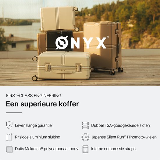 ONYX Hybrid Pro Hand Luggage Suitcase with Front Pocket 38 Litres - Recycled Polycarbonate and Zipperless Design - Travel Suitcase with TSA Lock and Spinner Wheels - Lightweight Trolley with Laptop Compartment - Desert Clay
