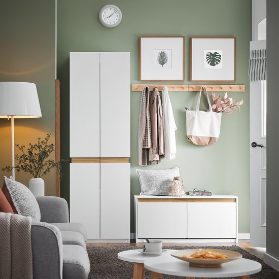 SoBuy KSB01-W Armoire, pour adultes, chambre à coucher, armoire, pour chambre à coucher, salon, couloir, 1 armoire, 2 portes, 5 compartiments