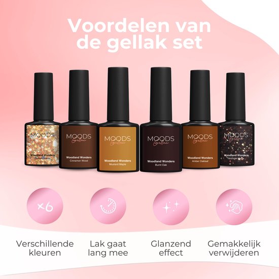 Moods Gellac 6-Piece Set - Gel Nail Polish Starter Pack - Gel Nail Polish - 8ML - Woodland Wonders - Gellac - Nails - Chic Colours