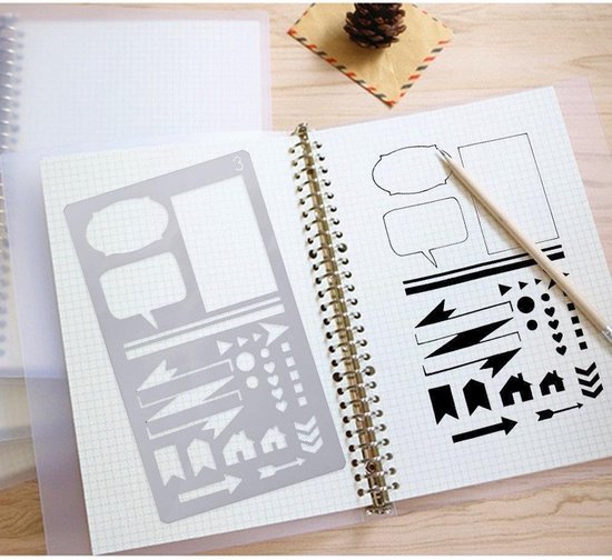 Happy Goods Gabarits de dessin - 30 pièces - Handlettering - pour enfants - adultes - Gabarit de dessin