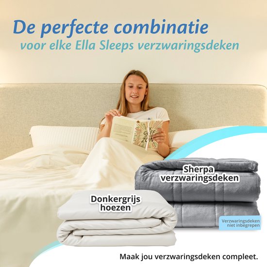 Housse pour la couverture d'aggravation d'Ella 150 x 200 CM - 7 KG & 9 KG - Housse en 100% coton biologique - Blanc biologique