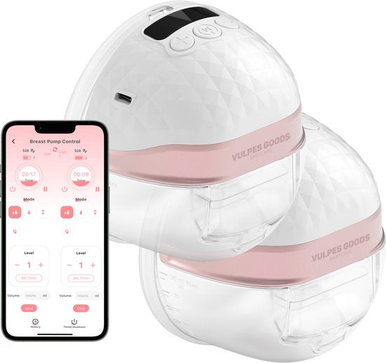 Vulpes Goods® BabyCare - Tire-lait électrique double sans fil - mains libres et portable - avec contrôle APP - sans BPA - PRO V2
