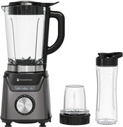 KitchenBrothers Blender avec bouteille - 1200W - 1.5L - Smoothie Maker - Ice Crusher - Gris