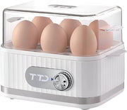 TTD® Smart Egg Boiler Electric with Timer - Convient pour 1 à 6 oeufs - à la coque, à la molle ou semi-molle - Egg timer - Egg Boiler Electric - Comprend un coquetier et un gobelet gradué