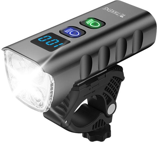 Tikkens Lampe LED pour vélo 1600 Lumen - Lampe de vélo USB rechargeable - Lampe de vélo avec Powerbank - Lampe avant VTT et vélo de route - Lampe de vélo étanche