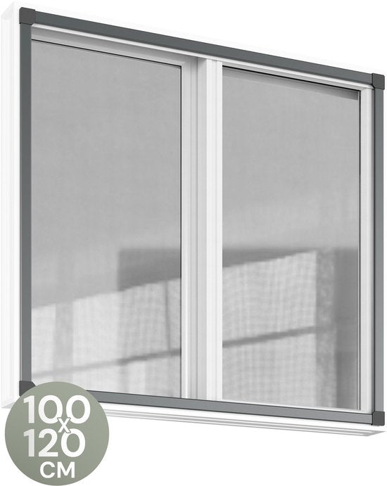 O'DADDY® Moustiquaire de fenêtre - 100x120 cm - Moustiquaire adaptable - Fibre de verre - Maille métallique - Moustiquaire - Polyvalent et facile à installer - Noir