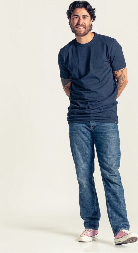 LEBASQ - T-shirt Miles' pour homme - 3 packs - avec col ras du cou - Extra long - Convient comme sous-maillot - MIX - M - Coton