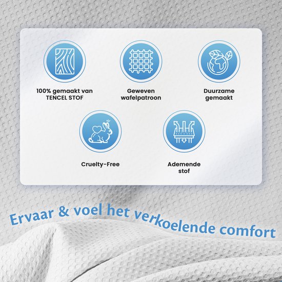 Ella® Couverture rafraîchissante 200x200 cm - 100% Bio-Tencel - Couverture auto-refroidissante - Couverture rafraîchissante - Couette d'été - Blanc perle