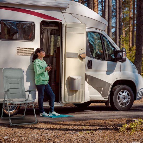 TRVLMORE Chaise de camping - 7 positions - Chaise de camping confortable - Capacité de charge de 120 kg - Position allongée - Chaise pliante - Chaise pliante - Gris