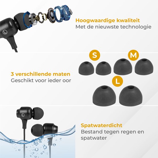 Nuvance - Bouchons d'oreille filaires - Bouchons d'oreille filaires avec microphone - Noir