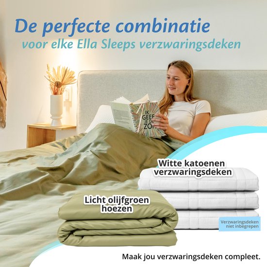 Housse pour la couverture d'aggravation d'Ella 150 x 200 CM - 7 KG & 9 KG - Housse en 100% coton biologique - Vert olive clair
