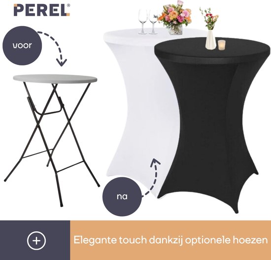Perel Table pliante, blanche, 80 x 110 cm, utilisation intérieure et extérieure, idéale pour les événements et l'utilisation quotidienne, max. 100 kg, convient partout, légère et portable, espace de table supplémentaire
