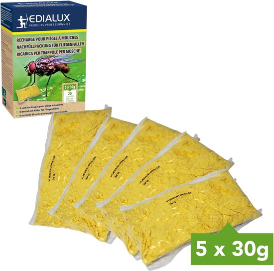Edialux Flytrap refill with water-soluble attractant, natural fly attractant, eco-friendly insect trap refill for outdoor use, reusable refill for garden, stable and patio, up to 20 weeks of protection