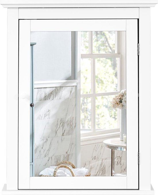 Costway - Salle de bain - Armoire de toilette - Bois -Blanc - 56 x 15 x 69,5 cm