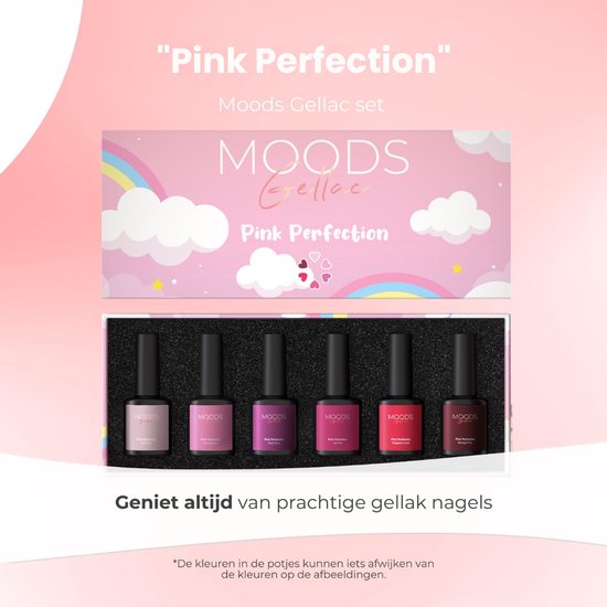 Moods Gellac 6-Piece Set - Gel Nail Polish Starter Pack - Gel Nail Polish - 8ML - Pink Perfection - Gellac - Nails - Chic Colours