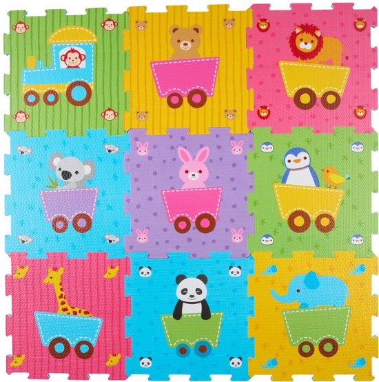 Let's Play Puzzle Mat Baby 18-Piece - Tapis de jeu en mousse avec animaux - Tapis de jeu pour enfants - Tapis de jeu coloré - env. 30,5 x 30,5 cm - 18-pièces