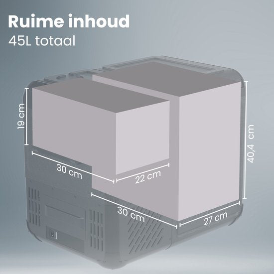 Auronic Electric Cool Box - Compresseur - Deux zones - 12V 230 Volt - Voiture - 45L - Frigobox - Noir/Gris
