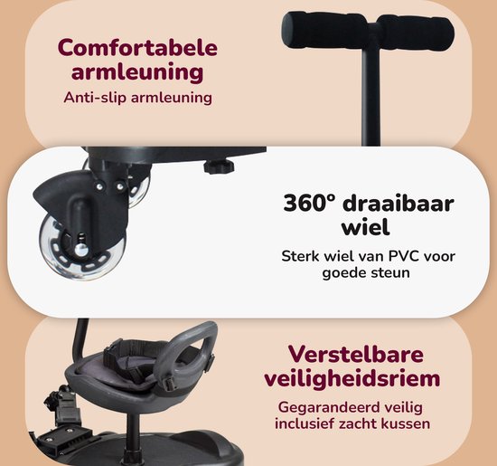 HeppieBabie - Ride-along Board Deluxe - With Seat - For Pram/Buggy - Buggy Board - With Ebook - Universal