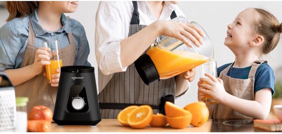 Safecourt Kitchen Blender - Blender puissant de 1200 watts avec gobelet To-Go - 3 supports - Noir