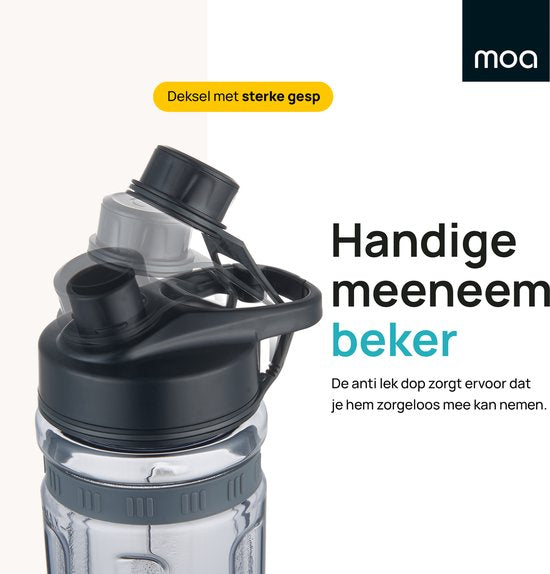 MOA Blender - Smoothie Maker avec 2 gobelets en Tritan de 600ml - Mini Blender To Go - 800W - acier inoxydable - Noir