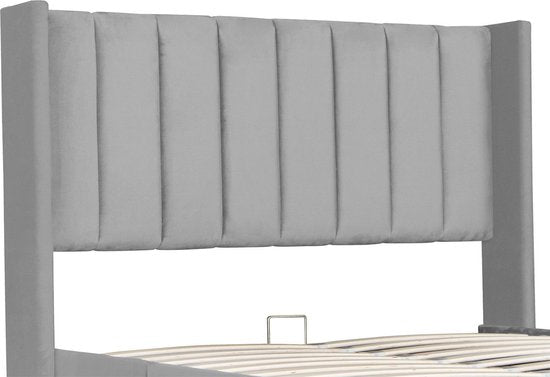 Lit capitonné Savona - 200 x 140 cm - Gris clair - Tiroir de lit inclus
