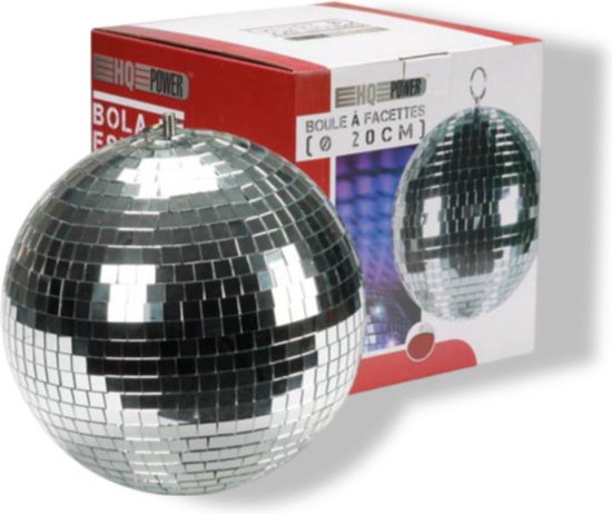 HQ-Power Disco boule à facettes Ø 20 cm, effets de lumière spectaculaires pour les fêtes, système de suspension sûr et verre à facettes, accessoire de piste de danse pour discothèque et plus encore