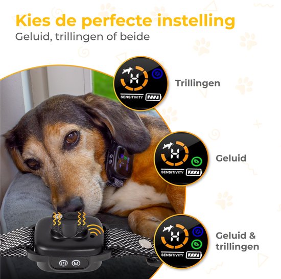 Nuvance - Collier anti-aboiement digital - Dispositif anti-aboiement sans choc - Vibration et bips - Rechargeable - Collier anti-aboiement pour chiens et chiots - 6 étapes