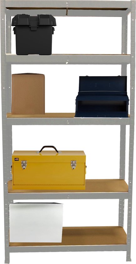ERRO Metalen Opbergrek/Stellingkast met 5 legborden - 875kg draagkracht - (BxDxH) 90x40x180cm - 175kg per plank