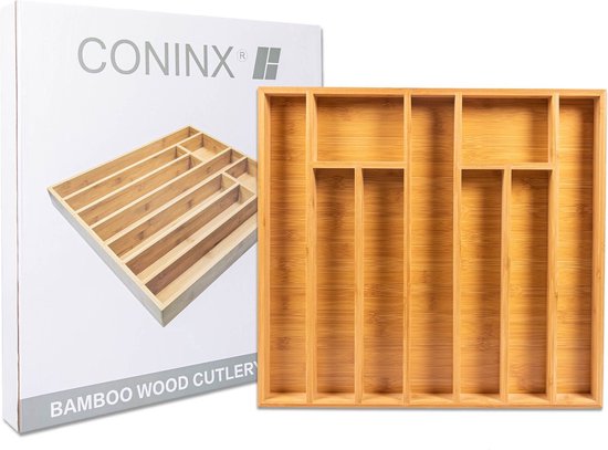 Grote Bestekbak Bamboe 51x47x5cm | Besteklade van Coninx | Bestekhouder | Opbergbak | Duurzaam | Enkel geschikt voor laden van 47cm diep of meer