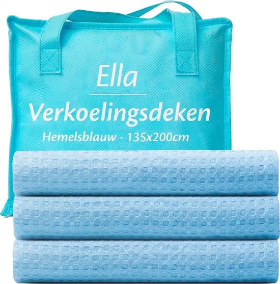 Ella Couverture rafraîchissante 135x200 cm - 100% Bio-Tencel - Couverture auto-refroidissante - Couverture rafraîchissante - Couette d'été - Bleu ciel