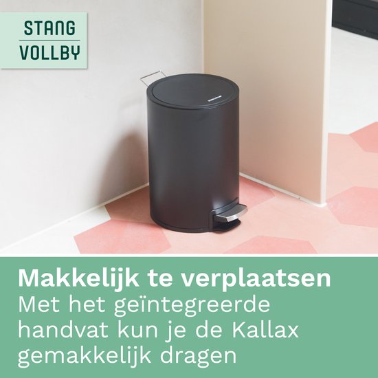 RodVollby Kallax Pedal Bin - 5 Liter - Stainless Steel - Black - Trash Bin - Toilette - Salle de bain - Petit - Soft Close Lid