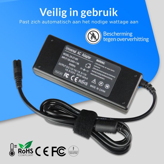 Velociy® Universal Laptop Adapter - Chargeur d'ordinateur portable - Toutes les marques - 45W-65W-90W - Asus - Acer - HP - Dell - Lenovo - Samsung - Sony