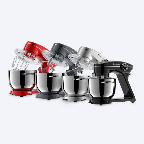 KitchenBrothers Robot de cuisine - Ecran tactile et minuteur - Robot de cuisine - 6.2L - 1800W - Mixeur de cuisine - Aluminium - Noir