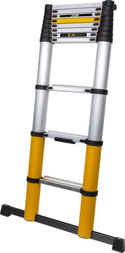 JCB by Batavia Échelle télescopique édition limitée - Équipée d'un système de fermeture en douceur, d'un indicateur d'angle et de barreaux antidérapants - Pour les professionnels et les bricoleurs - Aluminium argenté - 83 - 327 x 83,5 x 8 cm