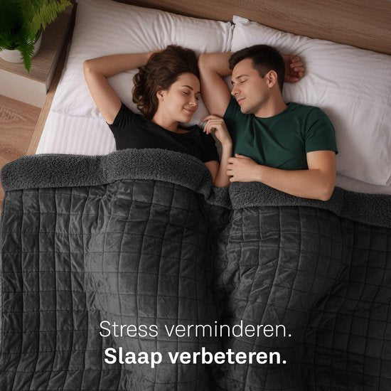 Couverture lestée CozySense® 9 kg - 2 personnes - Couverture lestée - Couverture lestée - GLASS-Flow® Distribution de la pression - Couverture lestée - Flannel Velvet & Sherpa - Noir