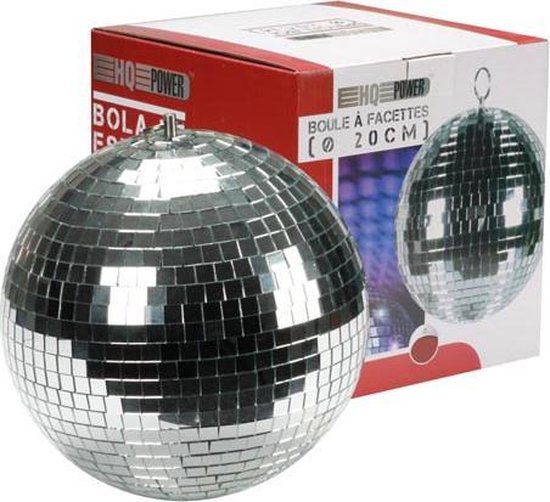 HQ-Power Disco boule à facettes Ø 20 cm, effets de lumière spectaculaires pour les fêtes, système de suspension sûr et verre à facettes, accessoire de piste de danse pour discothèque et plus encore