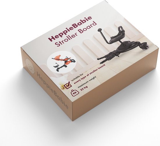 HeppieBabie - Ride-along Board Deluxe - With Seat - For Pram/Buggy - Buggy Board - With Ebook - Universal