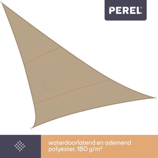 Perel Toile d'ombrage, perméable à l'eau, perméable à l'air, 5 x 5 x 5 m, 180 g/m², HDPE, triangle, champagne